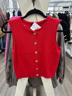 Red Button Down Vest