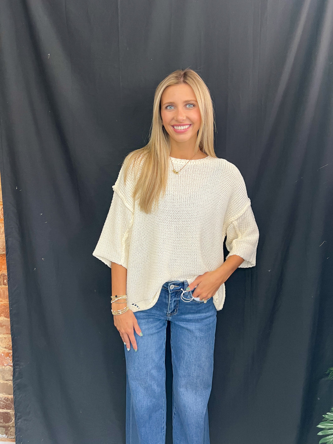 Ivory Half Sleeve Sweater