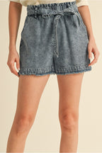 Denim Belted Shorts