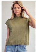Matcha MockNeck Exposed Seam Knit Top