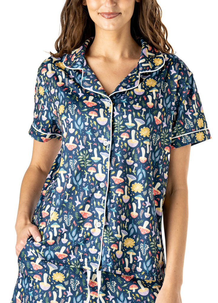 Mushroom print pajama top