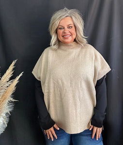 Curvy Taupe Sweater Vest Top