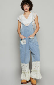 Denim Floral Overalls