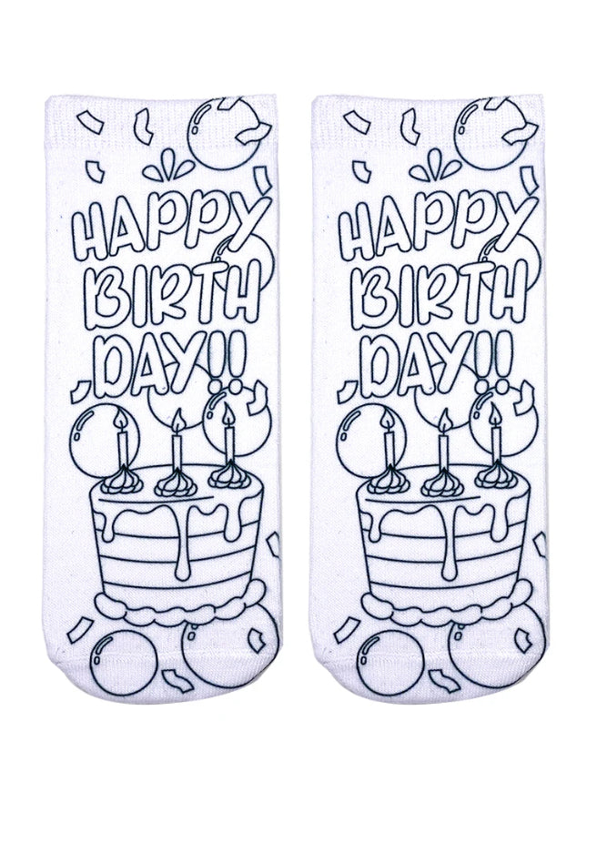 Happy Birthday Coloring Socks
