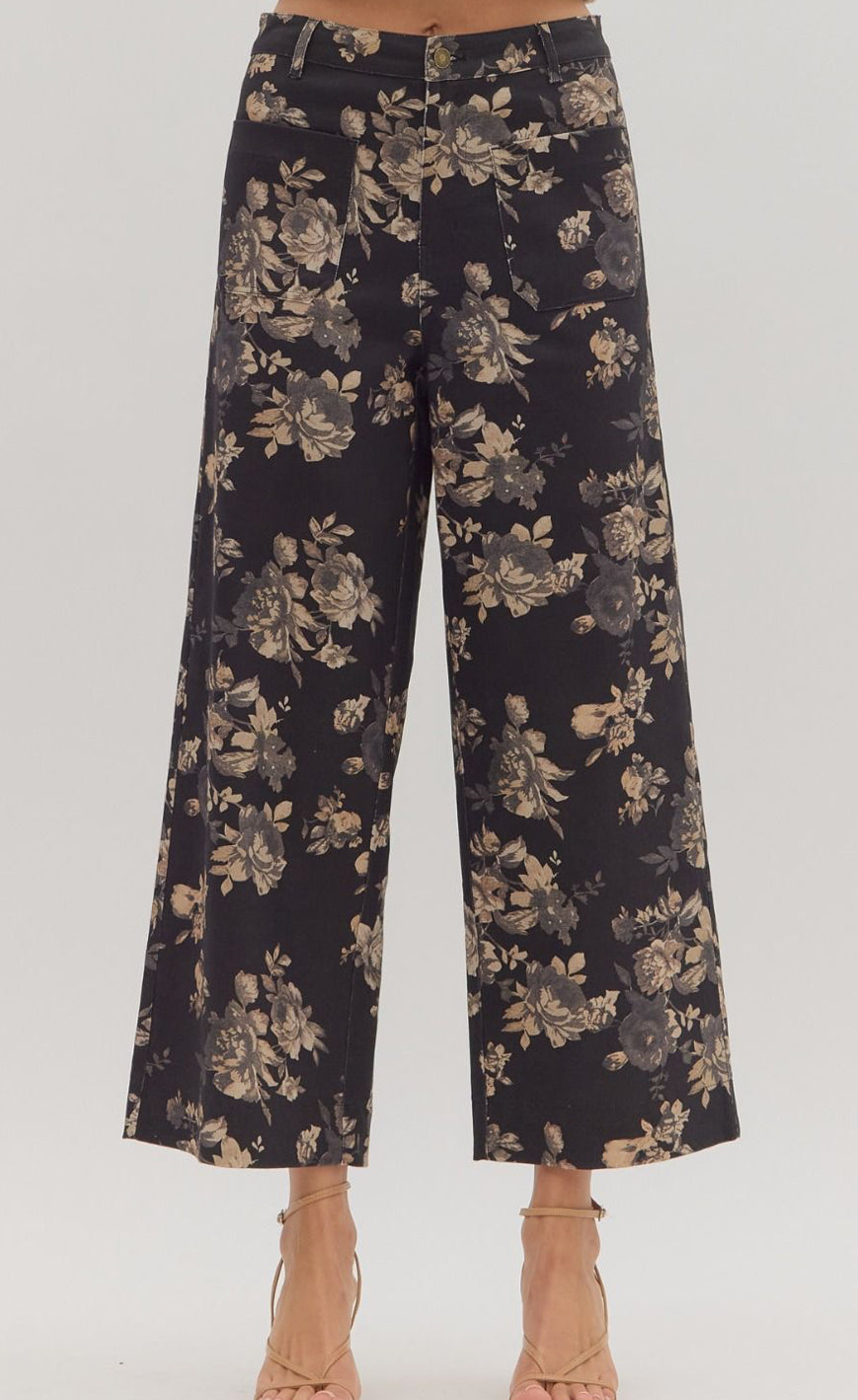 Black Floral Print Pants