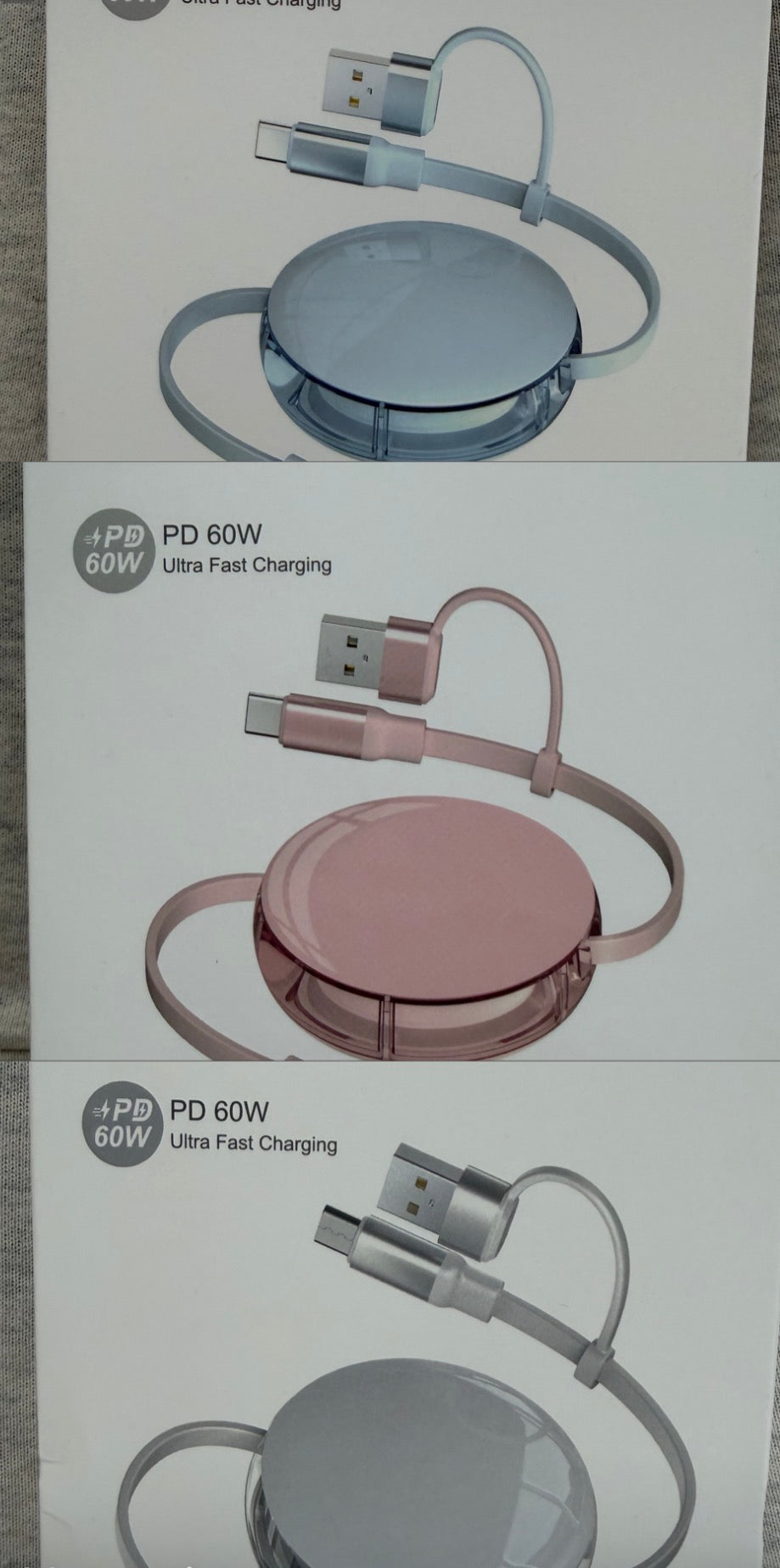 Retractable Cable (Type C+USB A To Type C+Lighting)