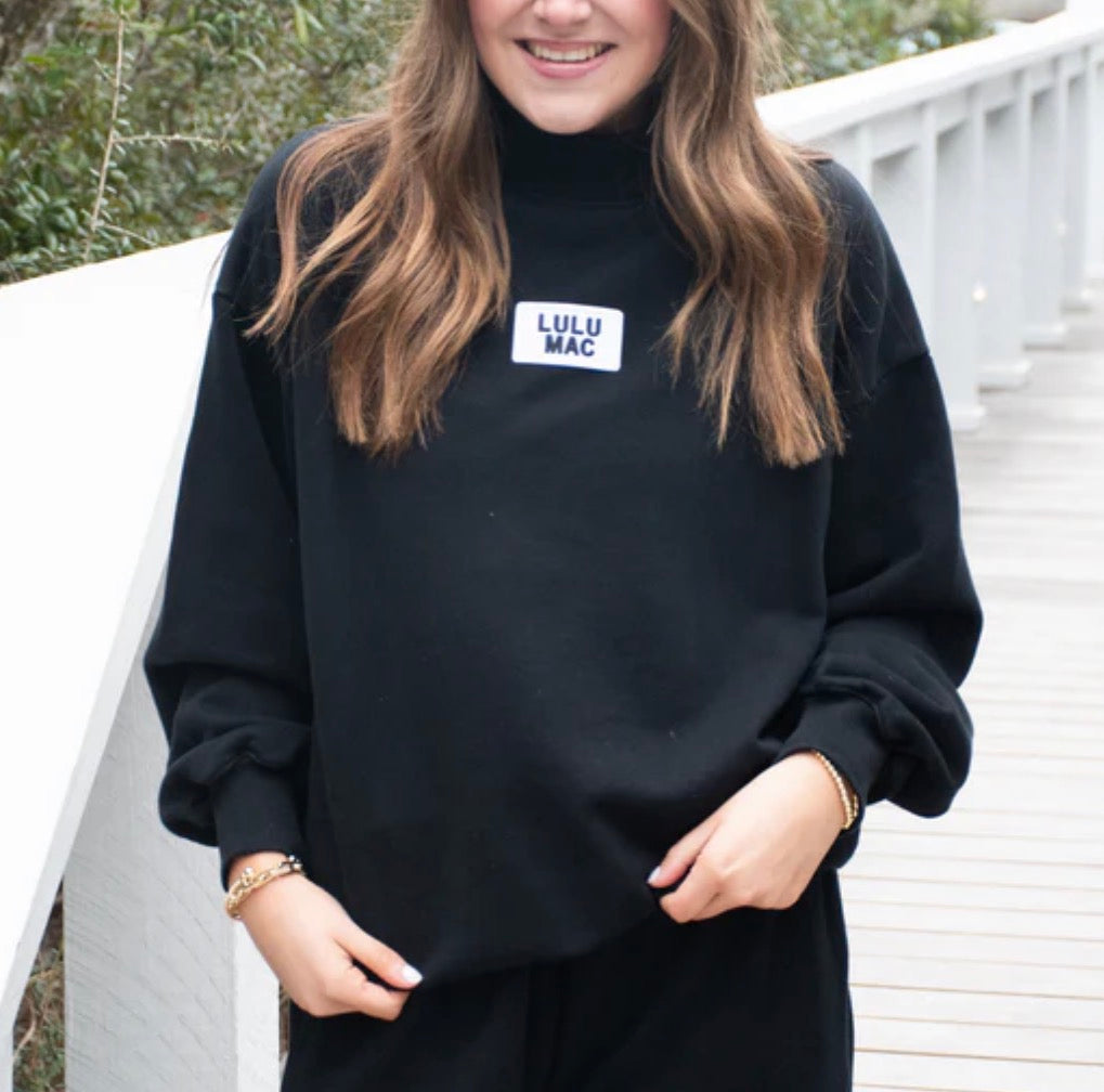 Terry Cloth MockNeck - Black