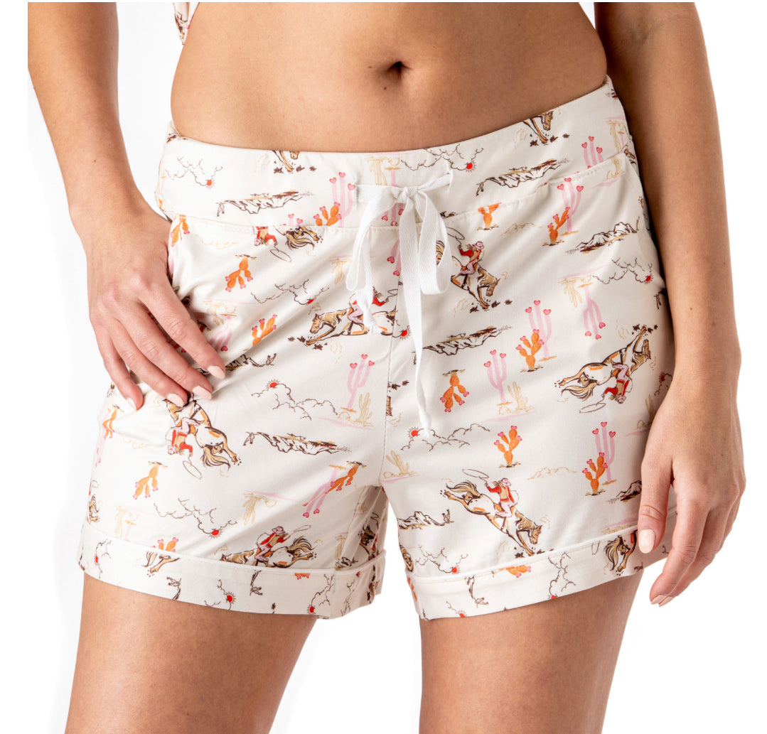 Crème western pajama shorts