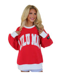 Color Block Red/White Stitch Sweatshirt