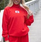 Terry Cloth MockNeck - Bright Red