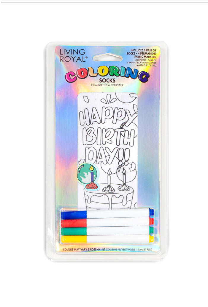 Happy Birthday Coloring Socks