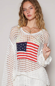 Ivory American Flag Top