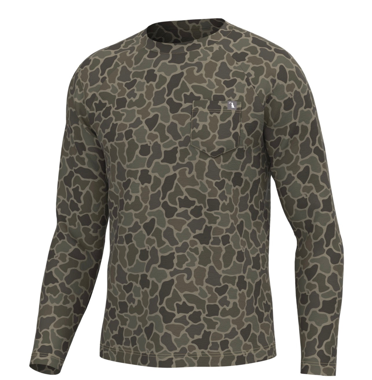 Youth Long Sleeve Heather Blend Crew - Brush Camo