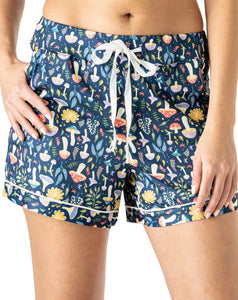Mushroom print pajama shorts