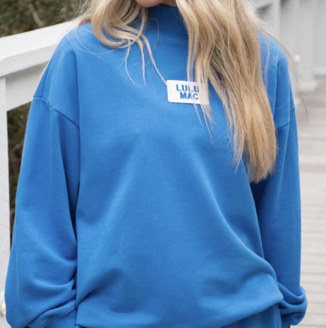 Terry Cloth MockNeck - Bright Blue