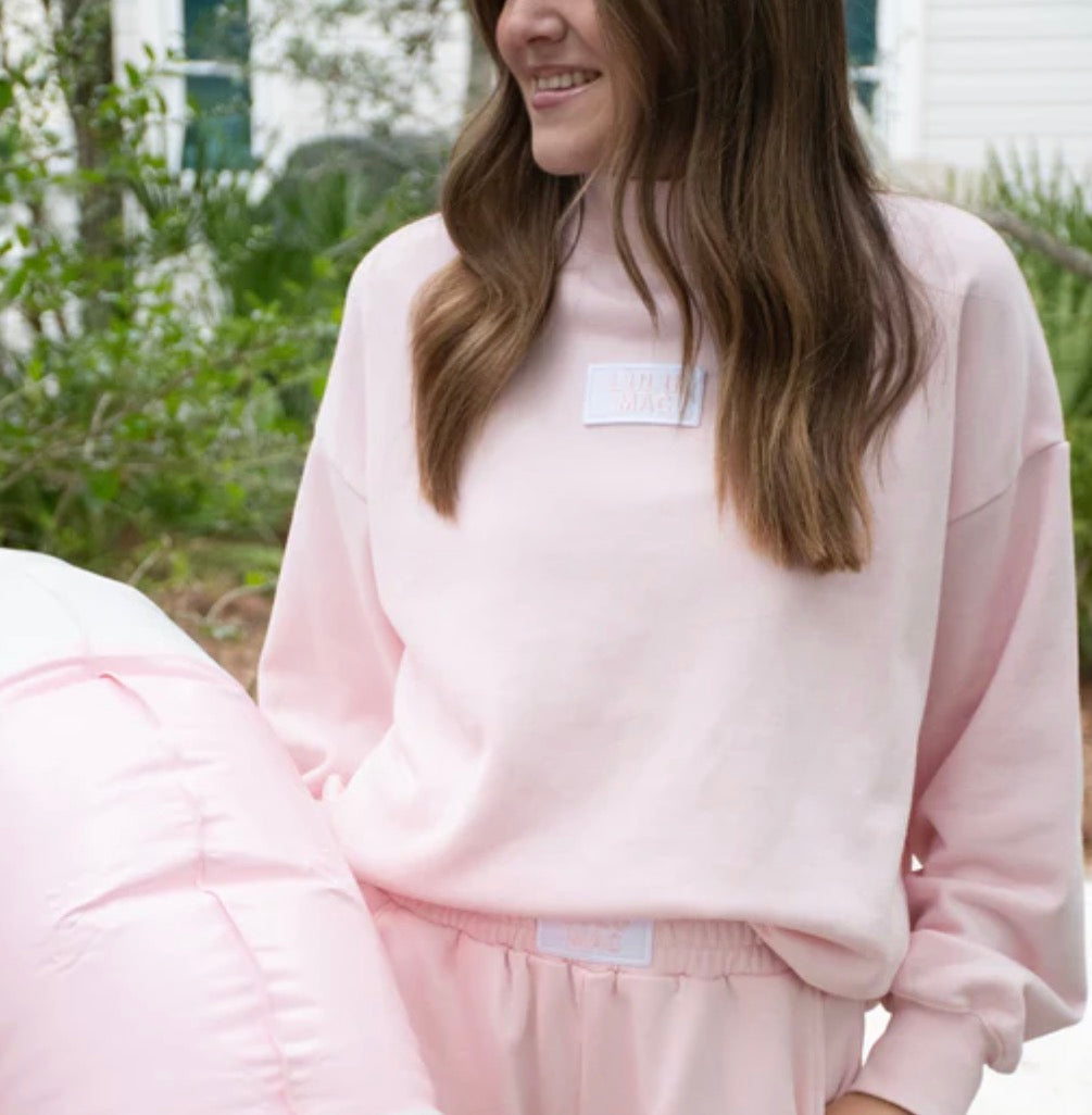 Terry Cloth MockNeck - Light Pink