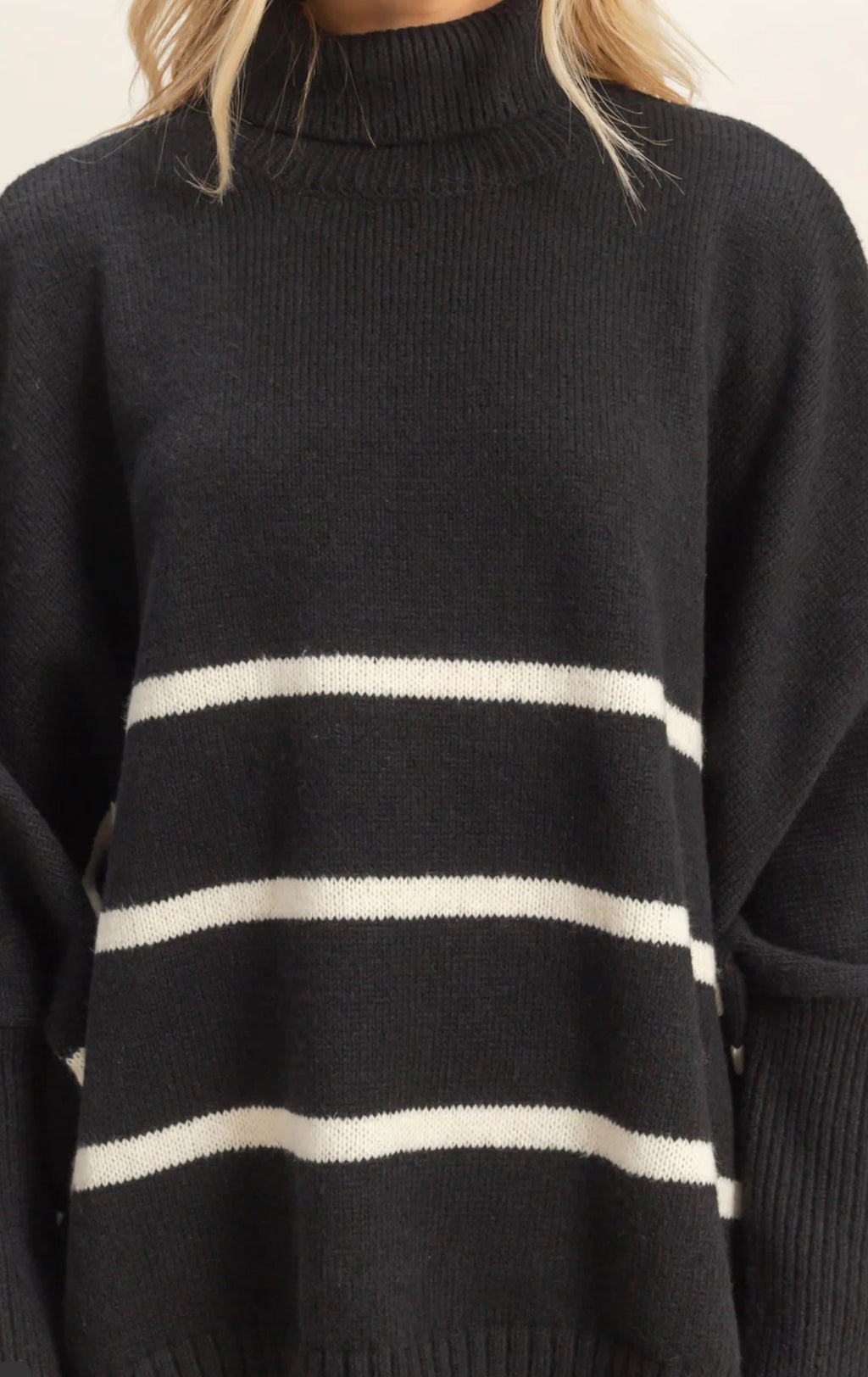Black Striped Turtle Neck