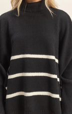 Black Striped Turtle Neck