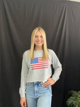 Load image into Gallery viewer, Heather Grey American Flag Sweatshirt
