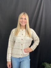 Load image into Gallery viewer, Striped Oatmeal Button Sweater
