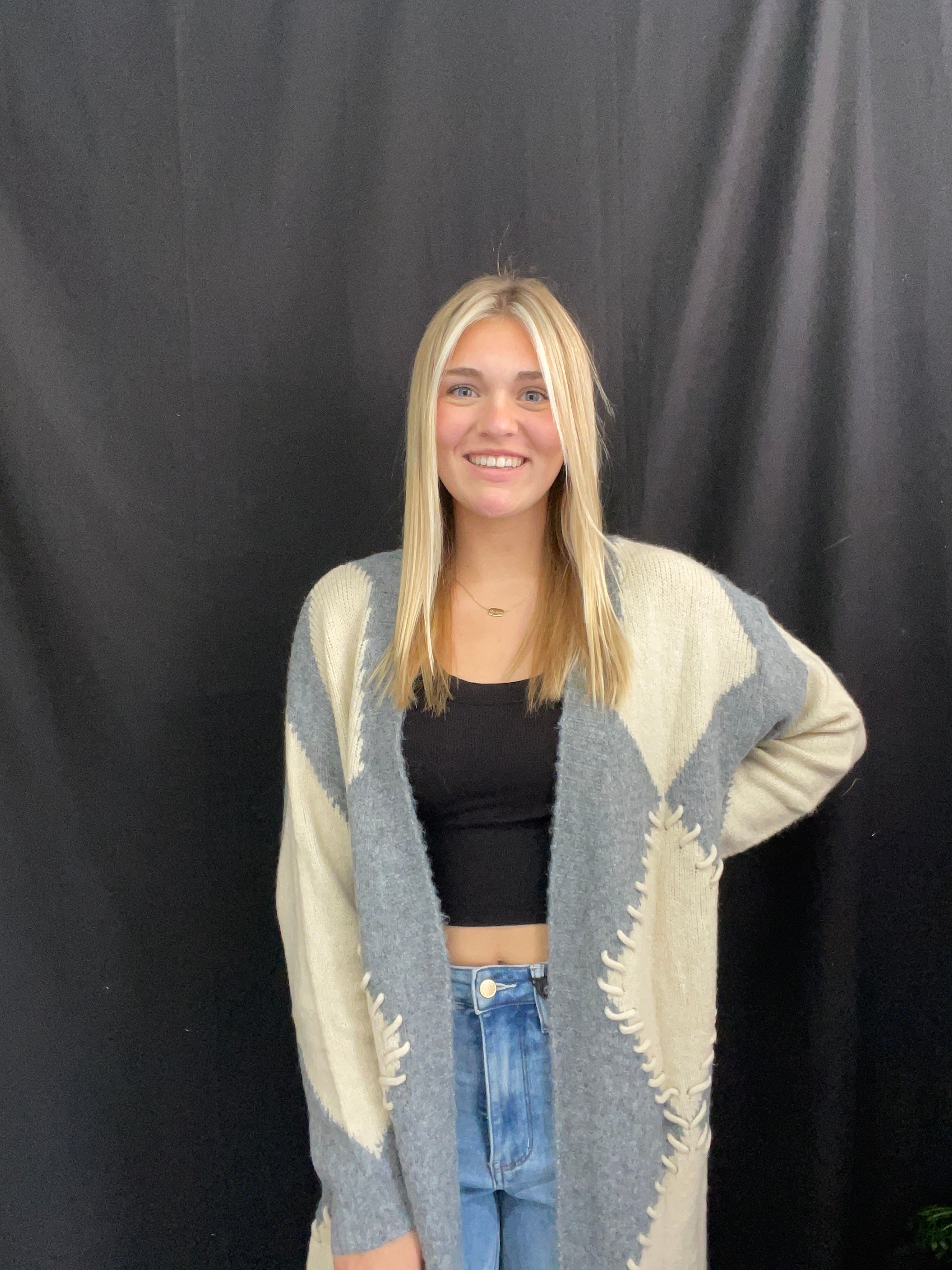 Oatmeal/Grey Long Cardigan