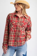 Load image into Gallery viewer, Red Plaid Mineral Wash Top
