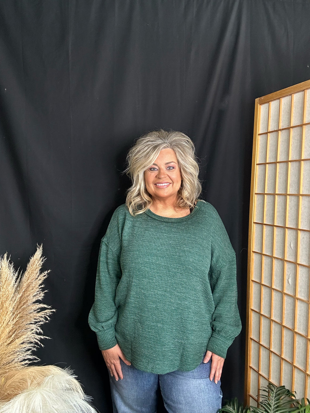 Curvy Green Knit Top