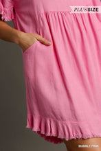 Load image into Gallery viewer, Curvy Bubble Pink Linen Dress
