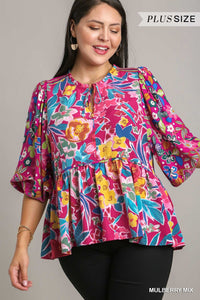 Curvy Mulberry Print Top