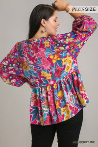 Curvy Mulberry Print Top