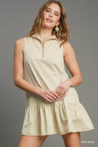 Natural Half Zip Mini Dress
