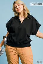 Curvy Black Luxe Knit  Pullover Top