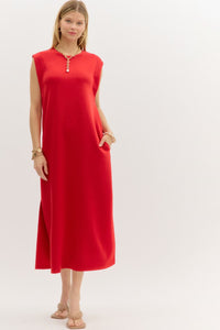 Red Jersey Midi Dress