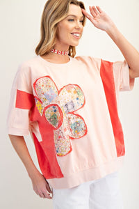 Peach Flower Patch Top