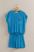 Load image into Gallery viewer, Blue Sweater Shorts Set

