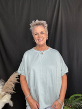 Load image into Gallery viewer, Sage V-Notch Loose Fit Short Sleeve Top
