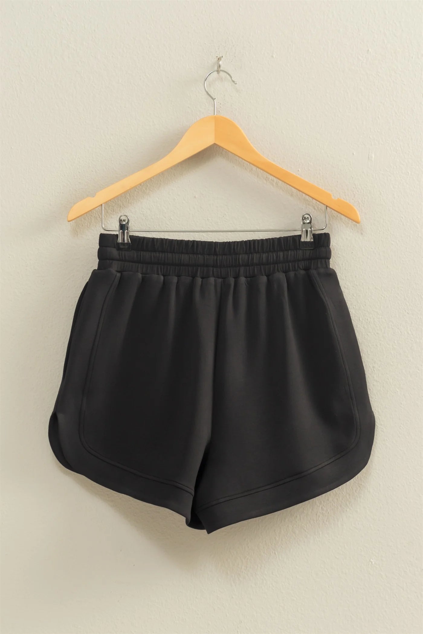 Scuba Black Elastic Waistband Shorts