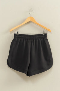Scuba Black Elastic Waistband Shorts