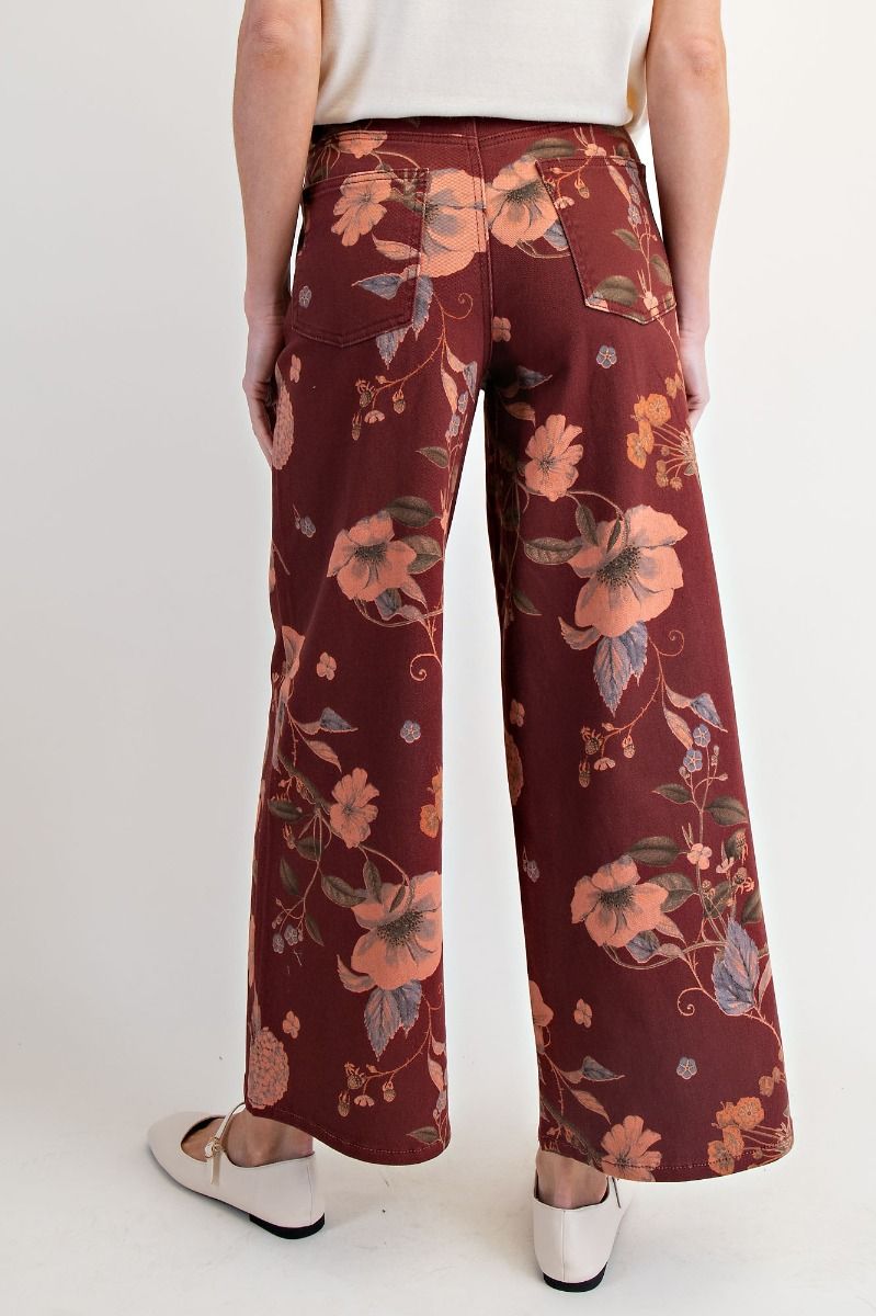 Burgundy Floral Pants