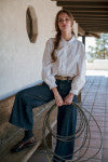 White Puff Sleeve Button Up