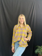 Load image into Gallery viewer, Mustard Plaid Button Down

