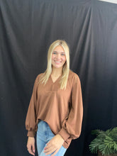 Load image into Gallery viewer, Chocolate v-neck long sleeve
