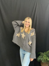 Load image into Gallery viewer, Charcoal Star Patch Knit Pullover
