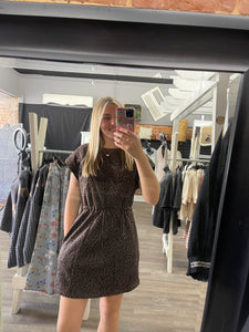 Leopard Print Drawstring Waist Dress