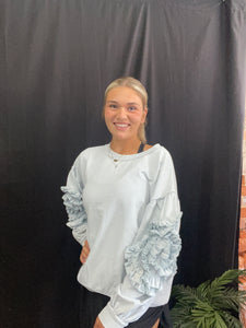 Cotton Blue Textured Sweatshirt