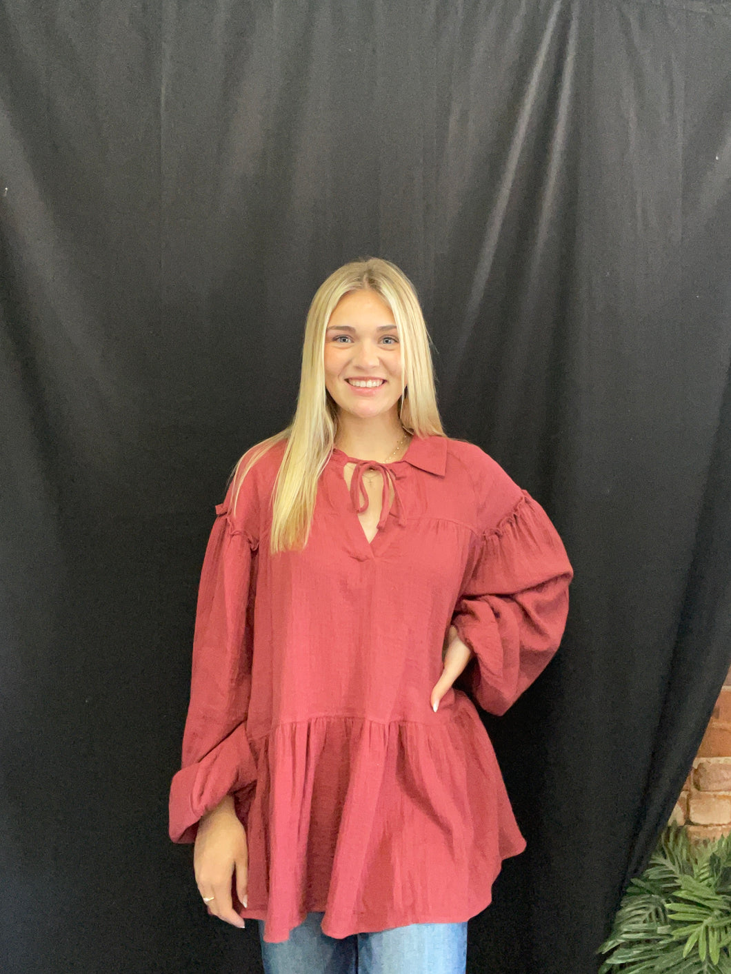 Red Bean Peasant Tunic