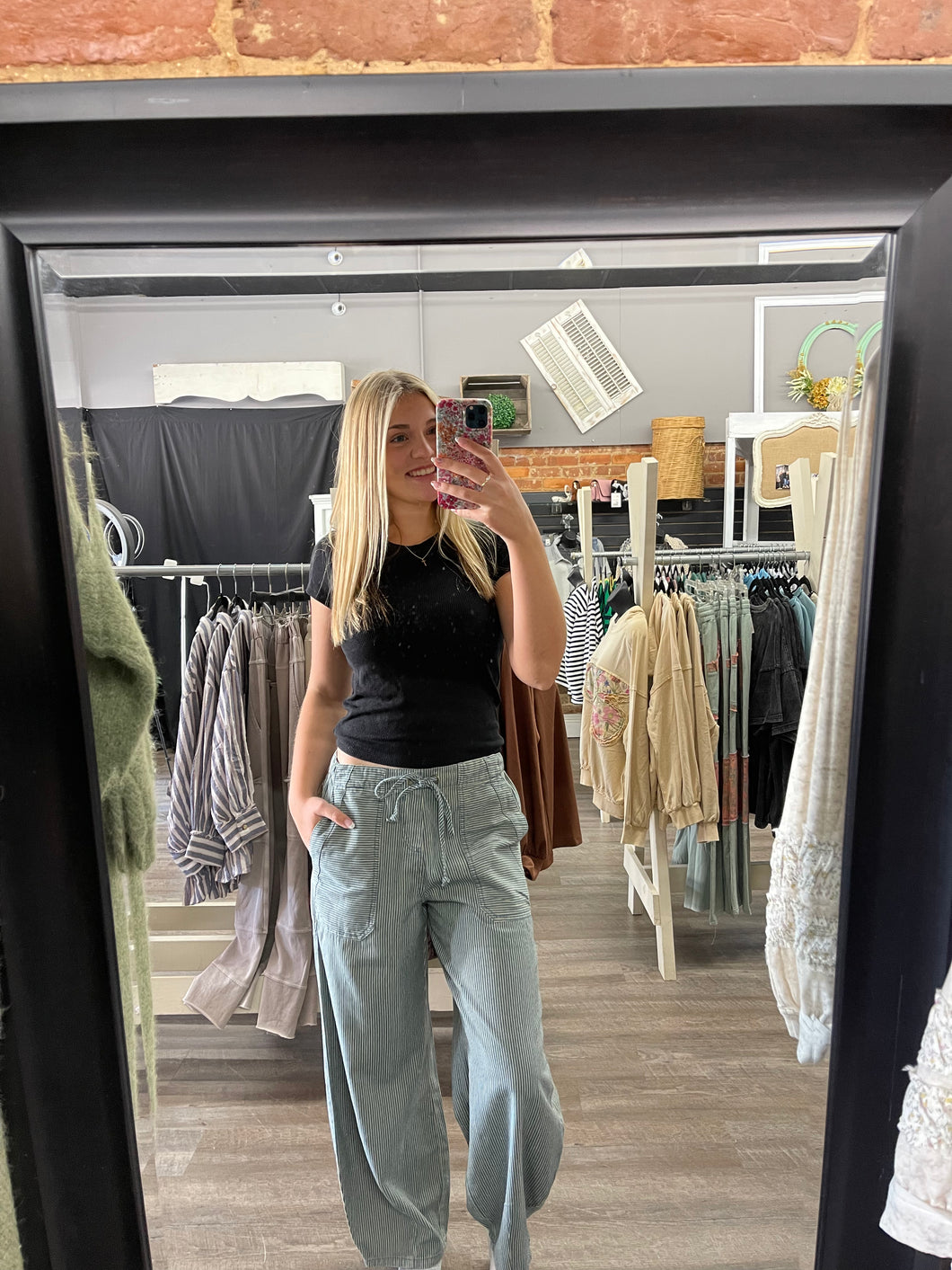 Denim Striped Pants
