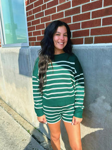 Dark Green Striped Set