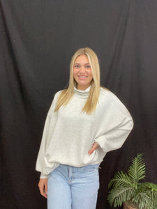 Ash Grey Long Sleeve MockNeck Sweatshirt
