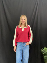 Load image into Gallery viewer, Burgundy Collared Long Sleeve Top
